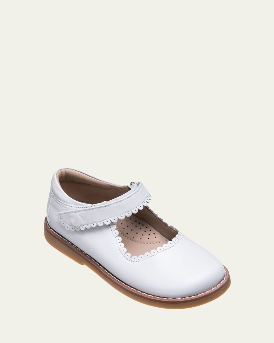 Girl's Scalloped Leather Mary Jane, Toddler/Kids